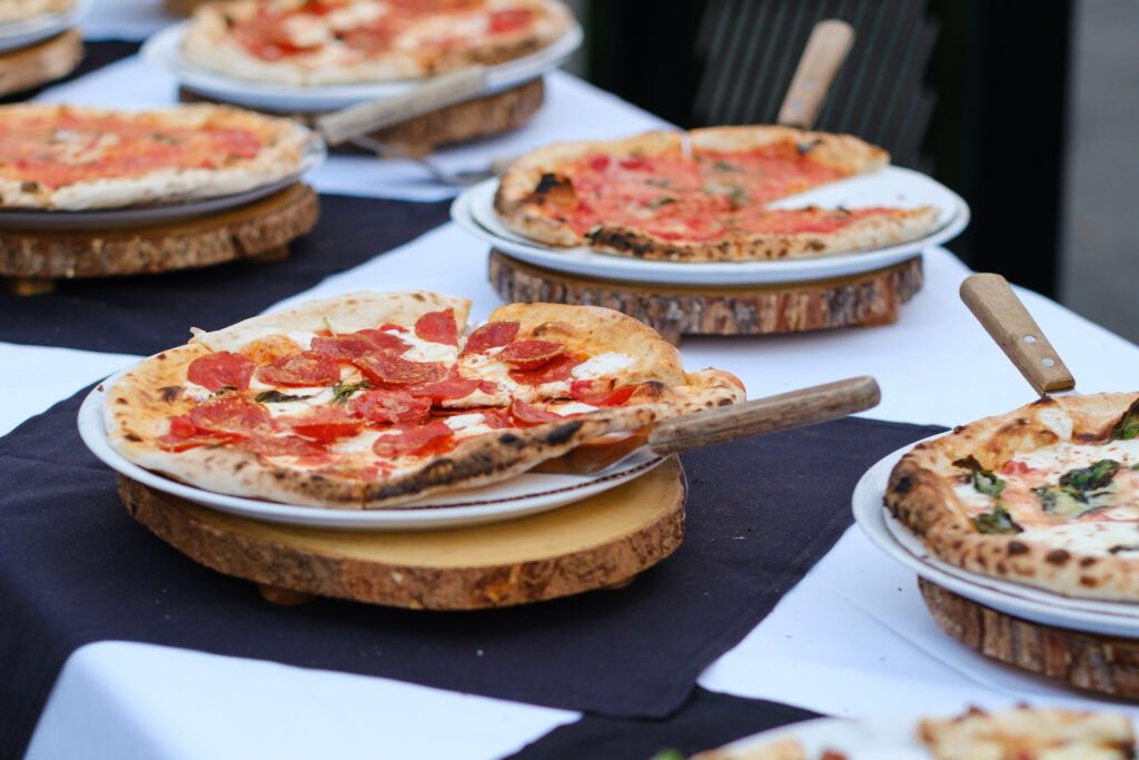 wood-fired pizza at Garage B, a Boston corporate event venue